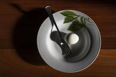 Boiled edd in the plate Stock Photos