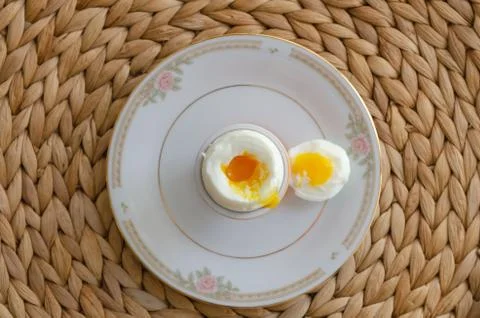 Boiled egg for breakfast in a  eggcup. Stock Photos