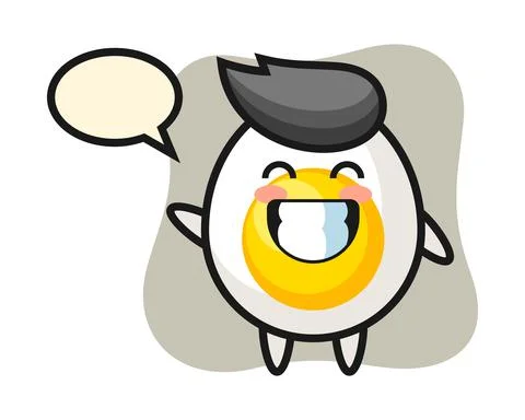 Boiled egg cartoon character doing wave hand gesture Stock Illustration