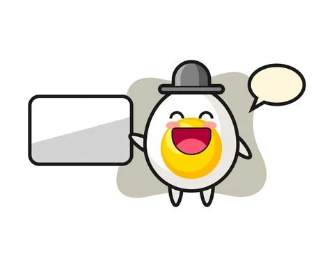 Boiled egg cartoon illustration doing a presentation Stock Illustration