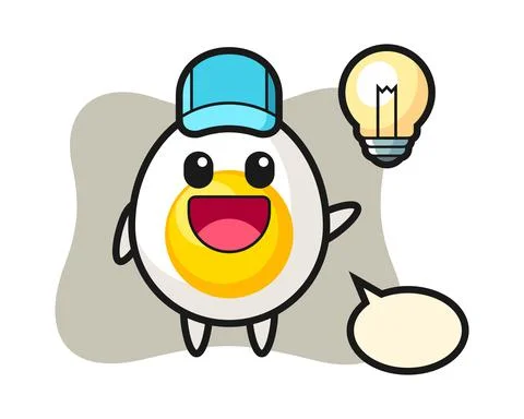 Boiled egg character cartoon getting the idea Illustrazione stock