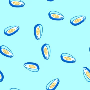 Boiled egg chicken isometric icon seamless pattern Stock Illustration