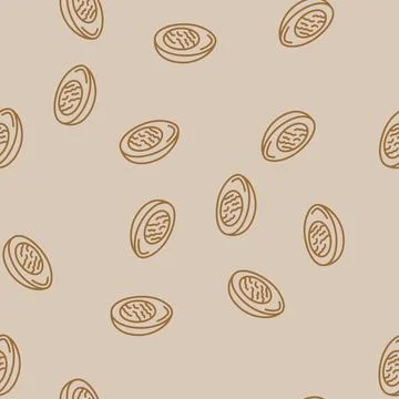 Boiled egg chicken line seamless pattern 스톡 일러스트