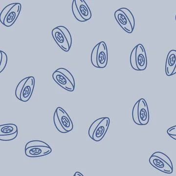 Boiled egg chicken line vector seamless pattern Stock Illustration