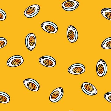 Boiled egg chicken vector seamless pattern Stock Illustration
