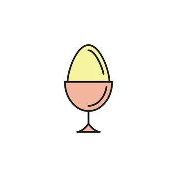 Boiled egg colored outline icon. Element of food icon for mobile concept and web Stock Illustration