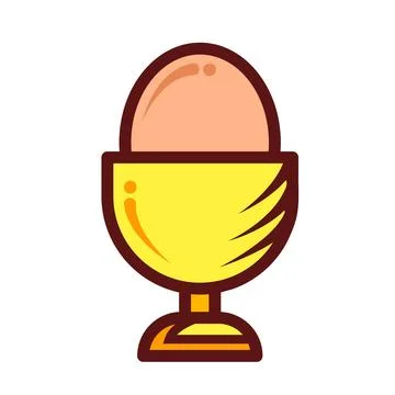 Boiled egg in cup colored vector icon illustration Stock Illustration