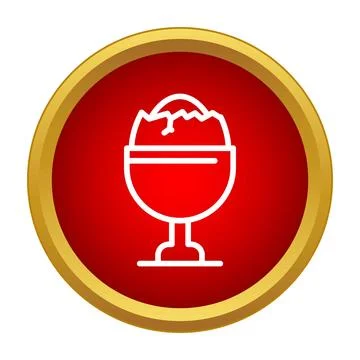 Boiled egg in cup with cracked shell icon Stock Illustration