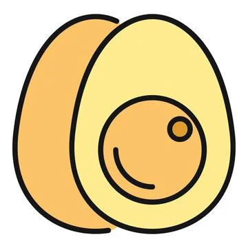 Boiled egg cut in half vector flat icon Illustrazione stock