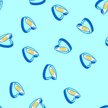 Boiled egg cut hen isometric icon seamless pattern Stock Illustration