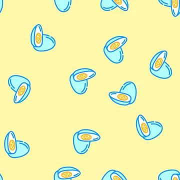 Boiled egg cut hen vector seamless pattern Stock Illustration