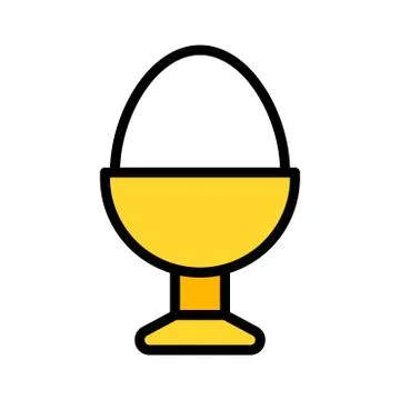 Boiled egg in egg cup vector, Easter filled icon editable stroke Stock Illustration