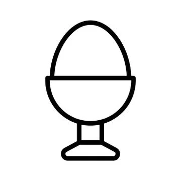 Boiled egg in egg cup vector, Easter line icon editable stroke Illustrazione stock