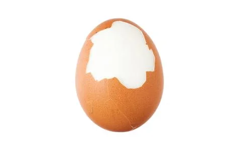 Boiled egg with Egg Shell isolated on white background with space. Stock Photos
