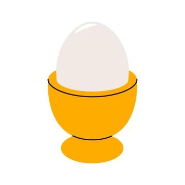 Boiled egg in eggcup. Cooked eggshell in cup, organic chicken eggs Stock Illustration