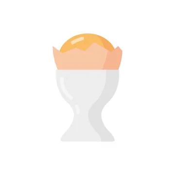 Boiled egg flat style with long shadow 库存插图