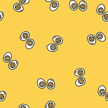 Boiled egg food vector seamless pattern Stock Illustration