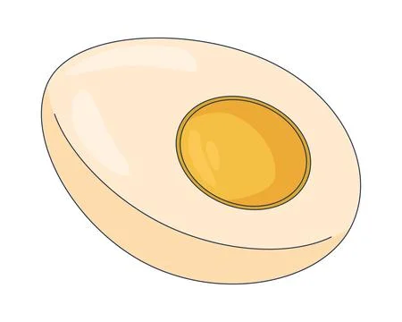 Boiled egg half 2D cartoon object Stock Illustration