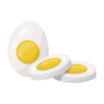 Boiled egg half and sliced. Vector illustration on a white background Stock Illustration