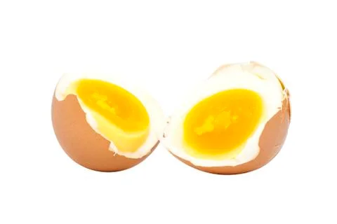 Boiled egg half cut with eggshell Stock Photos