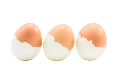 Boiled egg half peel eggshell Stock Photos