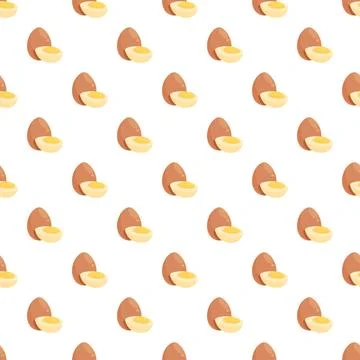 Boiled egg halves and whole eggs seamless pattern Stock Illustration