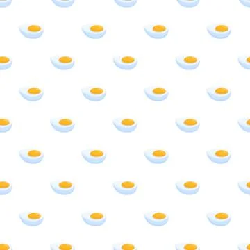Boiled egg halves forming a breakfast seamless pattern 스톡 일러스트