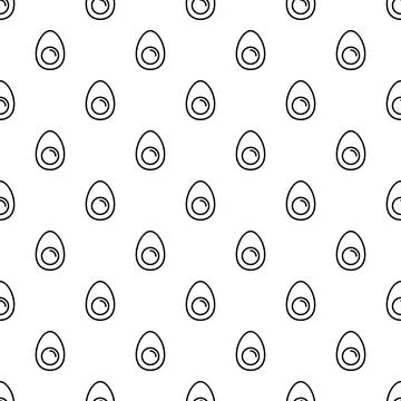Boiled egg halves line art repeating pattern Stock Illustration