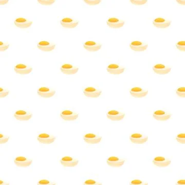 Boiled egg halves seamless pattern on white background Stock Illustration