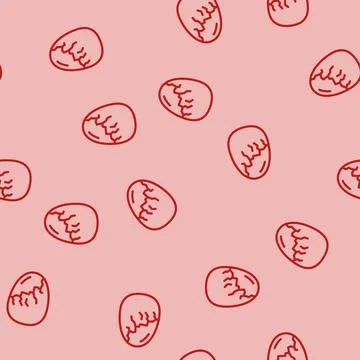 Boiled egg healthy line vector seamless pattern Stockillustratie