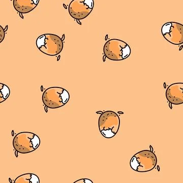 Boiled egg healthy vector seamless pattern Stock Illustration