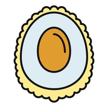 Boiled egg icon with a soft yellow border Stock Illustration