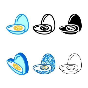 Boiled egg looks cut hen color icon vector イラスト素材