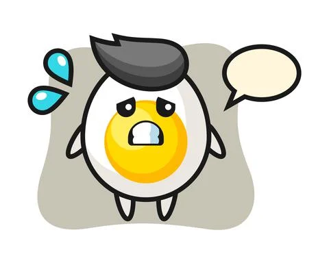 Boiled egg mascot character with afraid gesture Stock Illustration