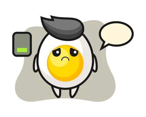 Boiled egg mascot character doing a tired gesture Stock Illustration