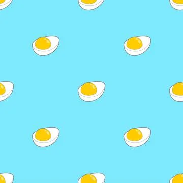 Boiled egg pattern seamless. Half an egg background. food vector texture 스톡 일러스트