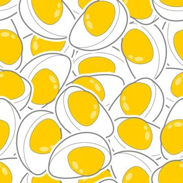 Boiled egg pattern seamless. Half an egg background. food vector texture Stock Illustration