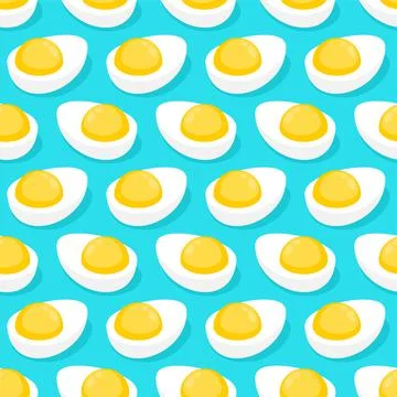 Boiled egg pattern seamless. Half an egg background. food vector texture イラスト素材