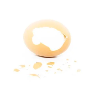 Boiled egg with pieced of eggshell Stock Photos