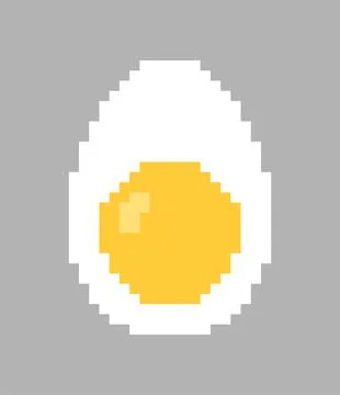 Boiled egg pixel art. Half an egg 8 bit. pixelated food vector illustration Stock Illustration