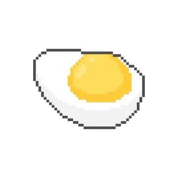 Boiled egg pixel art. Half an egg 8 bit. pixelated food vector illustration 스톡 일러스트