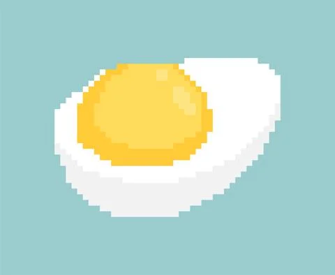 Boiled egg pixel art. Half an egg 8 bit. pixelated food vector illustration Illustrazione stock
