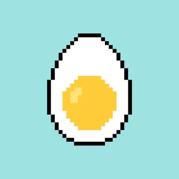 Boiled egg pixel art. Half an egg 8 bit. pixelated food vector illustration 스톡 일러스트