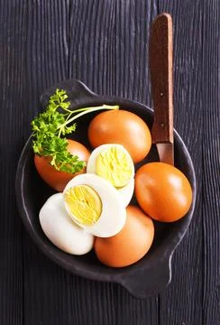 Boiled egg on a plate Stock Photos