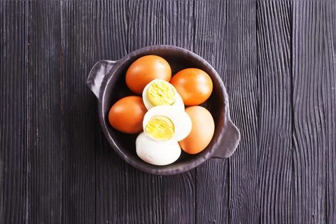 Boiled egg on a plate Stock Photos