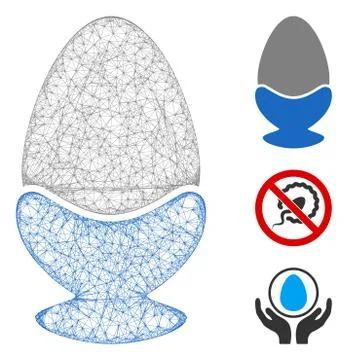 Boiled Egg Polygonal Web Vector Mesh Illustration Stock Illustration