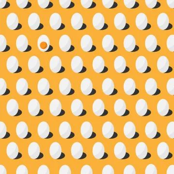 Boiled egg seamless pattern flat design on yellow background. Illustrazione stock