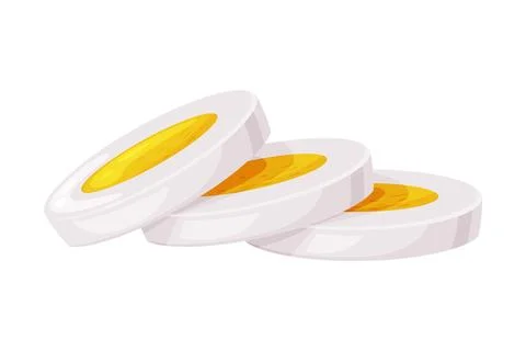 Boiled Egg Slice with White and Yellow Yolk Vector Illustration Stock Illustration