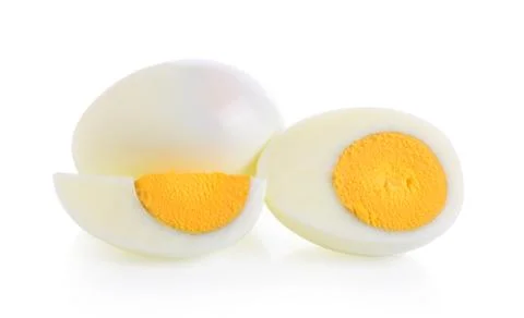 Boiled egg on white background Stock Photos