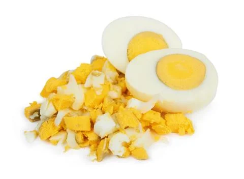 Boiled egg on white Stock Photos